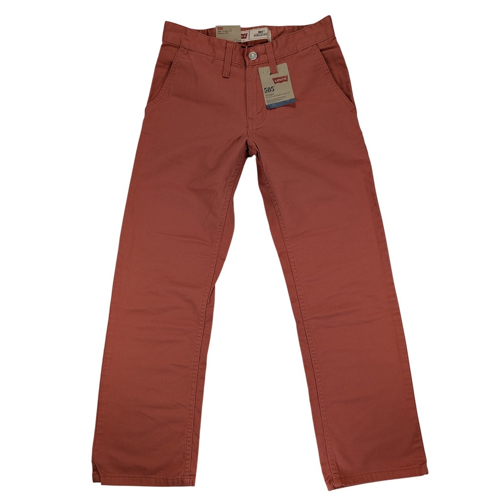 NWT Levi's 505 Jeans Boys 12 Reg 26x26 Salmon Pink Denim Straight Bootcut Cotton - Picture 2 of 10